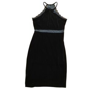 BCBG Generation Black Velvet Halter Dress 2 Lace Bow Mob Luxe Coquette Party